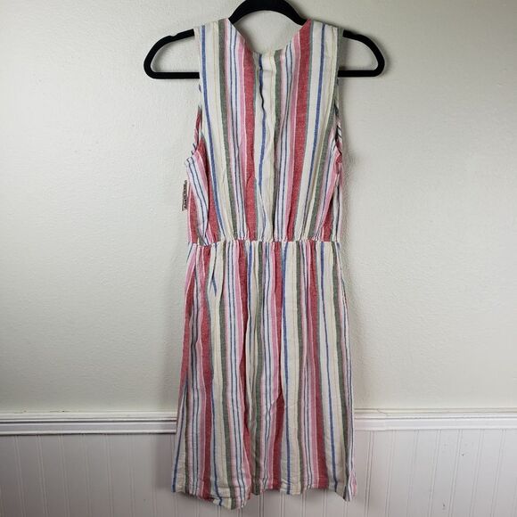 Women's Old Navy Linen Blend Vertical Strip Summer Spring Button Up Dress XS - Picture 8 of 11